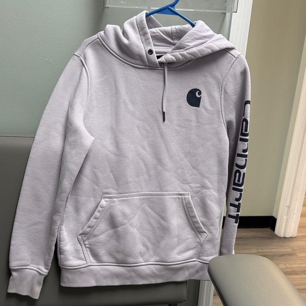 Carhartt lavender women’s Hoodie with Navy Accents